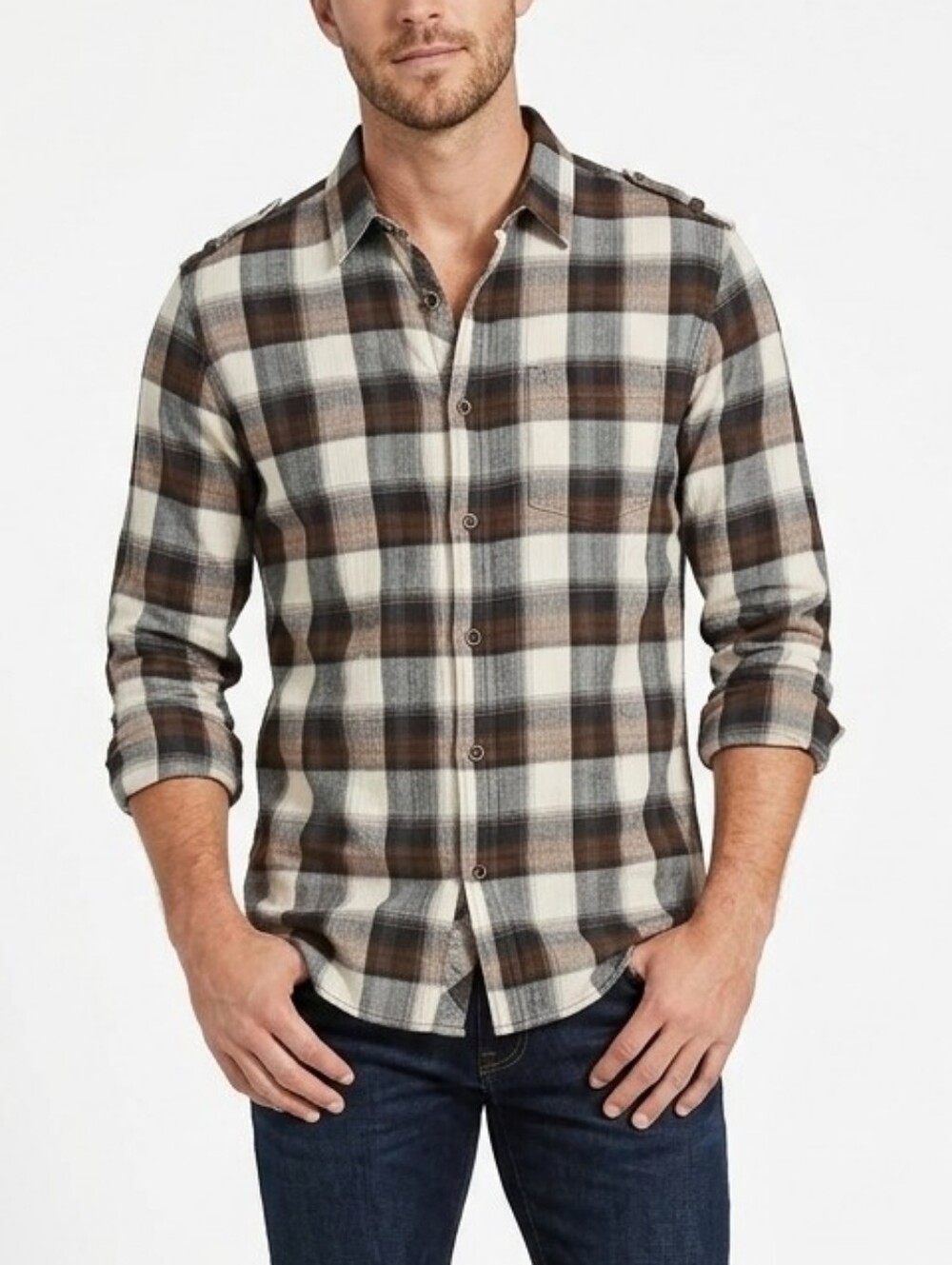 GUESS Brand Tartan Button Down Top